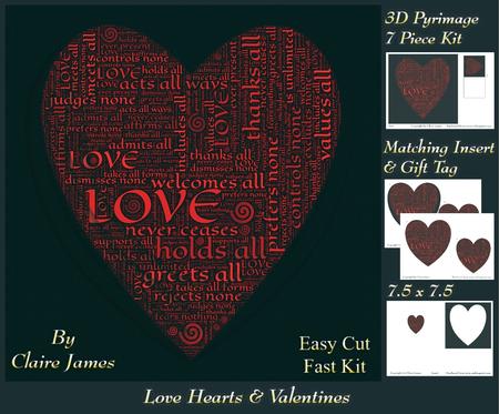 Love Hearts & Valentines - Hearts 4 Red + Insert & Tag