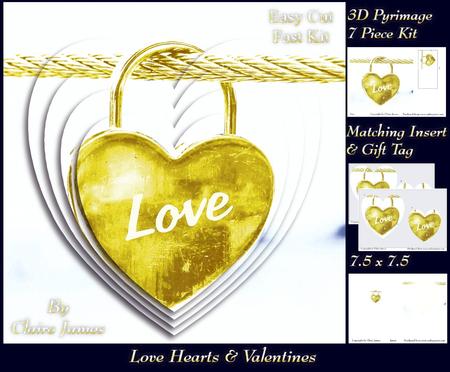 Love Hearts & Valentines - Hearts 6 Gold + Insert & Tag