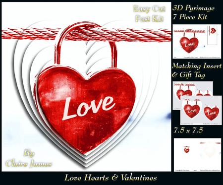 Love Hearts & Valentines - Hearts 6 Red + Insert & Tag