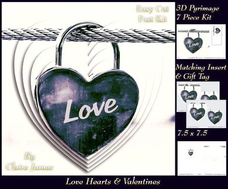 Love Hearts & Valentines - Hearts 6 Silver + Insert & Tag