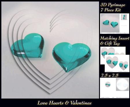 Love Hearts & Valentines - Hearts 7 Aqua + Insert & Tag
