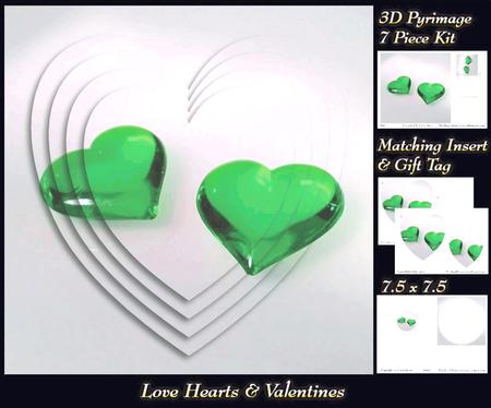 Love Hearts & Valentines - Hearts 7 Green + Insert & Tag
