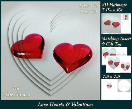 Love Hearts & Valentines - Hearts 7 Red + Insert & Tag
