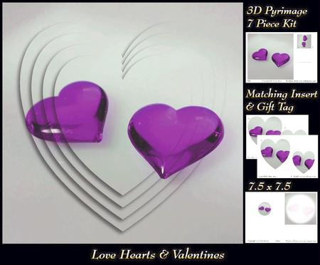 Love Hearts & Valentines - Hearts 7 Purple + Insert & Tag