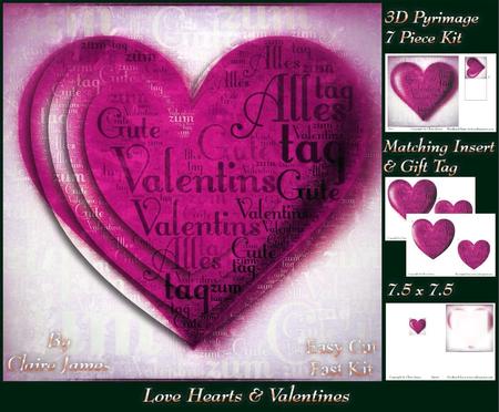 Love Hearts & Valentines - Hearts 10 Pink + Insert & Tag