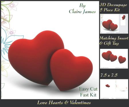 Love Hearts & Valentines - Hearts 12 + Insert & Tag