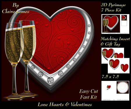 Love Hearts & Valentines - Hearts 14 Silver + Insert & Tag