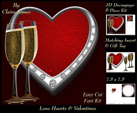 Love Hearts & Valentines - Hearts 14 Silver + Insert & Tag