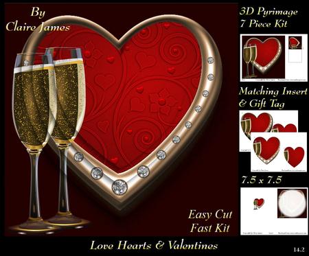 Love Hearts & Valentines - Hearts 14 Gold + Insert & Tag