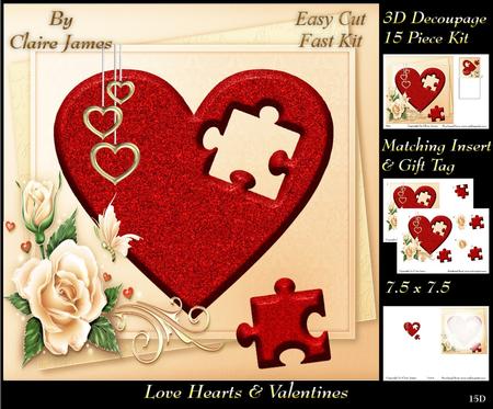 Love Hearts & Valentines - Hearts 15 + Insert & Tag