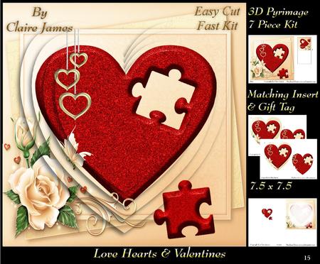 Love Hearts & Valentines - Hearts 15 + Insert & Tag
