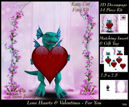 Love Hearts & Valentines - Hearts 70 for You + Insert & Tag