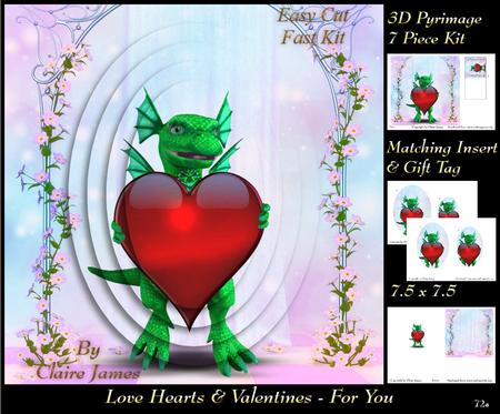 Love Hearts & Valentines - Hearts 72a for You + Insert & Tag