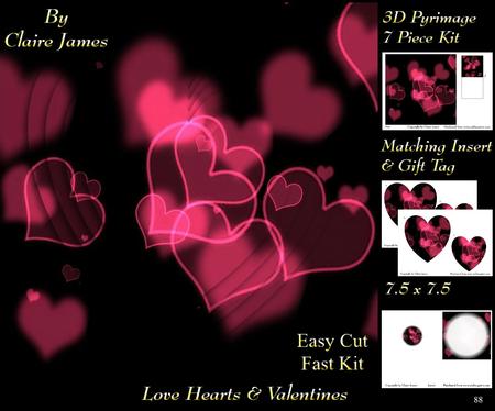 Love Hearts & Valentines - Hearts 88 Pyramid/pyrimage + Insert & Tag