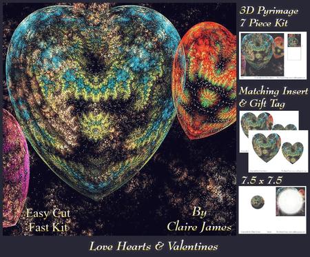 Love Hearts & Valentines - Hearts Fractal + Insert & Tag