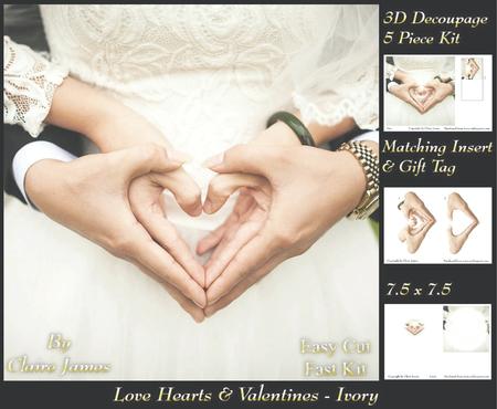 Love Hearts & Valentines - Hearts 5 Ivory + Insert & Tag