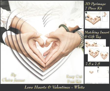 Love Hearts & Valentines - Hearts 5 White + Insert & Tag