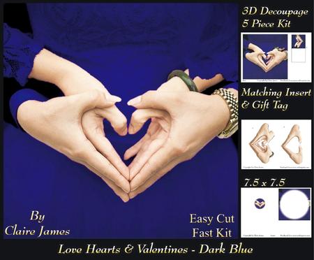 Love Hearts & Valentines - Hearts 5 Dark Blue + Insert & Tag
