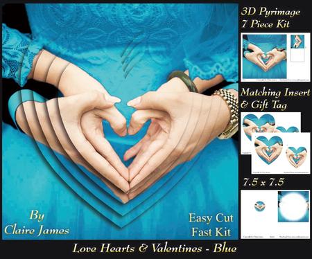 Love Hearts & Valentines - Hearts 5 Blue + Insert & Tag