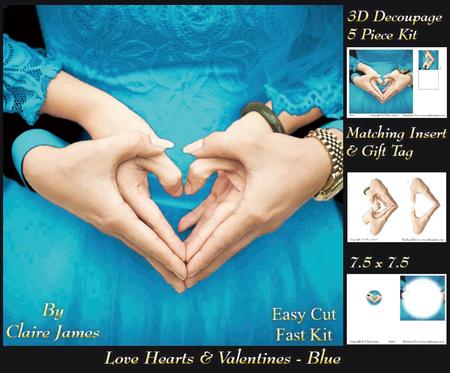 Love Hearts & Valentines - Hearts 5 Blue + Insert & Tag