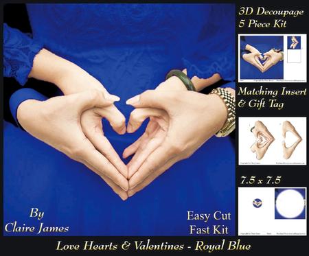Love Hearts & Valentines - Hearts 5 Royal Blue +insert & Tag