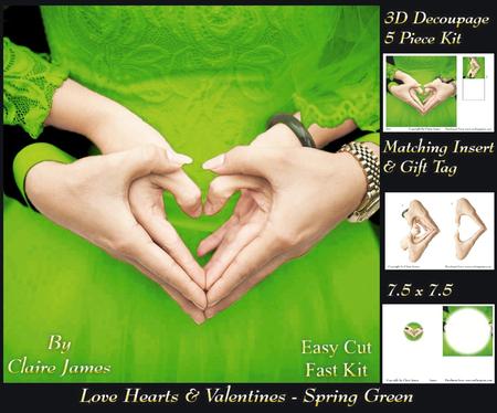 Love Hearts & Valentines - Hearts 5 Spring Greeen +ins + Tag