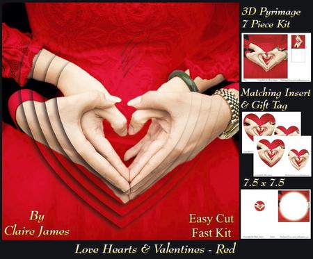 Love Hearts & Valentines - Hearts 5 Rich Red + Insert & Tag