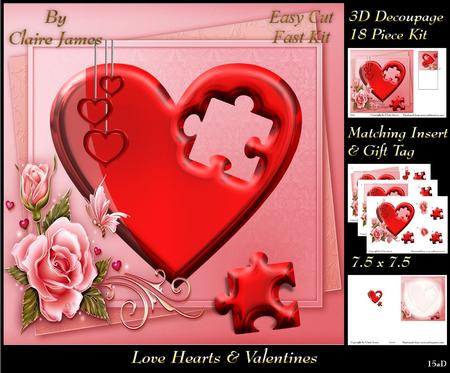 Love Hearts & Valentines - Hearts 15a + Insert & Tag