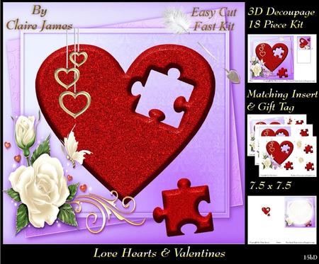 Love Hearts & Valentines - Hearts 15b + Insert & Tag
