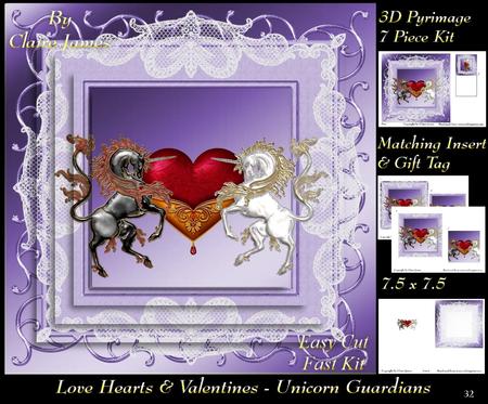 Love Hearts & Valentines - Unicorn Guardians + Insert & Tag