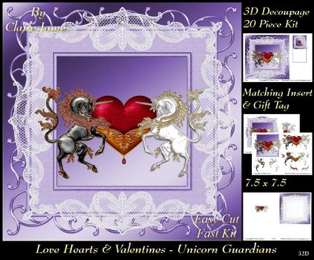 Love Hearts & Valentines - Unicorn Guardians + Insert & Tag