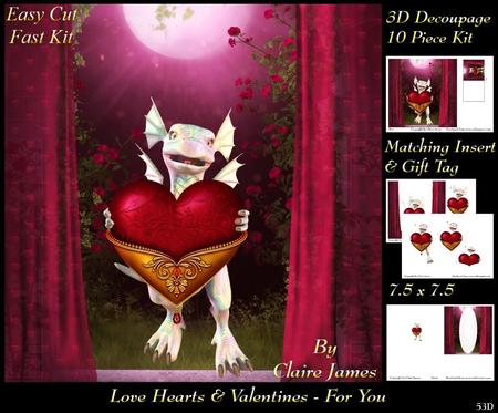 Love Hearts & Valentines - Heart for You 53 + Insert & Tag