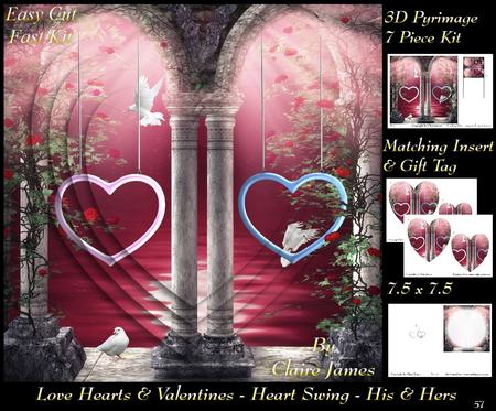 Love Hearts & Valentines - Heart His & Hers 57 +insert & Tag