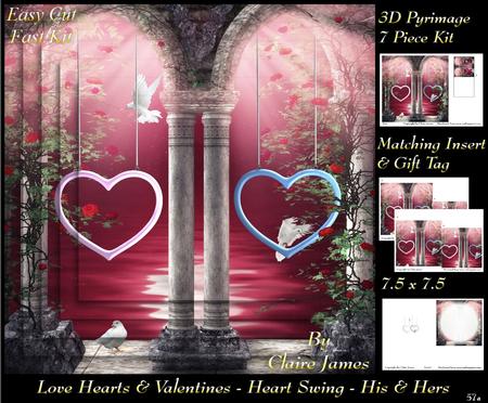 Love Hearts & Valentines - Heart His & Hers 57a +insert+tag