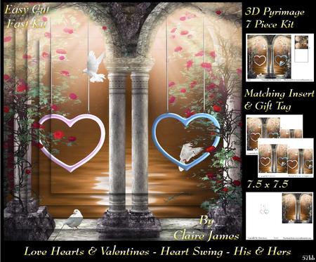 Love Hearts & Valentines - Heart His & Hers 57bb +insert+tag