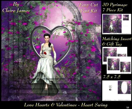 Love Hearts & Valentines - Heart Swing 58+insert & Tag