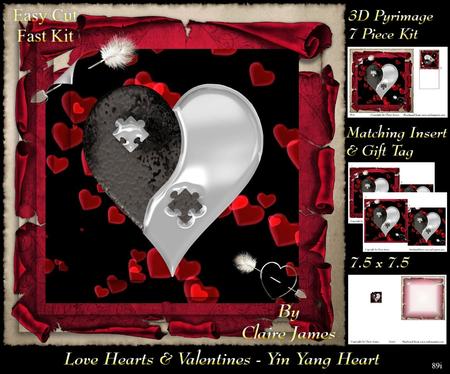 Love Hearts & Valentines - Yin Yang Heart 89i +tag