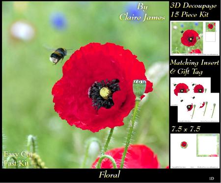 Botanical & Floral 1 - Bees Love Poppies + Insert & Tag