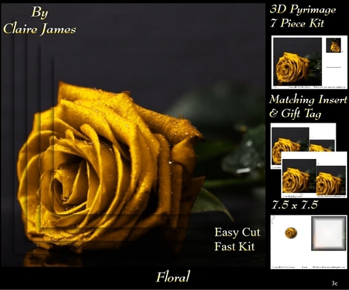Botanical & Floral 3 - Beautiful Golden Rose + Insert & Tag