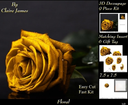 Botanical & Floral 3 - Beautiful Golden Rose + Insert & Tag