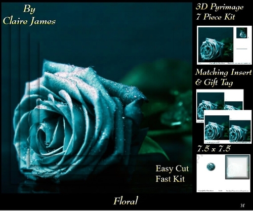 Botanical & Floral 3 - Beautiful Teal Rose + Insert & Tag