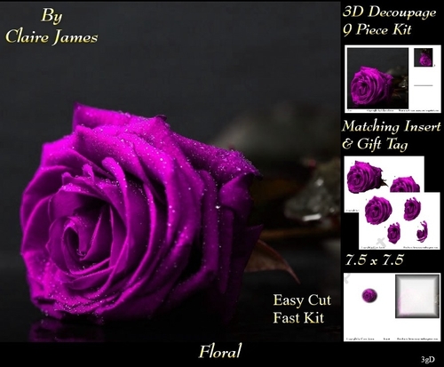 Botanical & Floral 3 - Beautiful Purple Rose + Insert & Tag