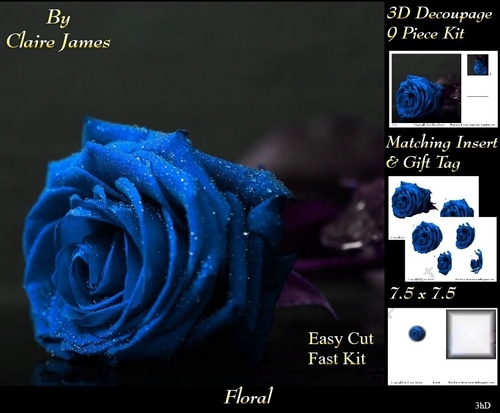 Botanical & Floral 3 - Beautiful Blue Rose + Insert & Tag