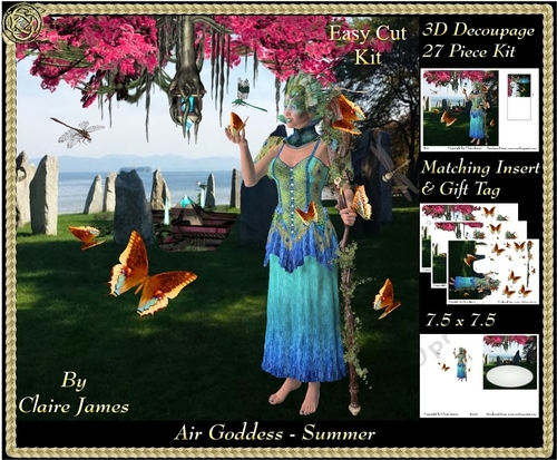 The Air Goddess - Seasons - Summer 3D Decoupage + Insert & Tag