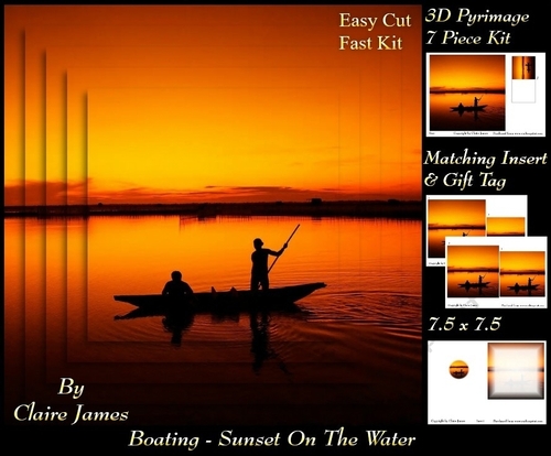 Ships & Boats - Sunset Fishing Boat - Pyrimage/Pyrimid + Insert & Tag 
