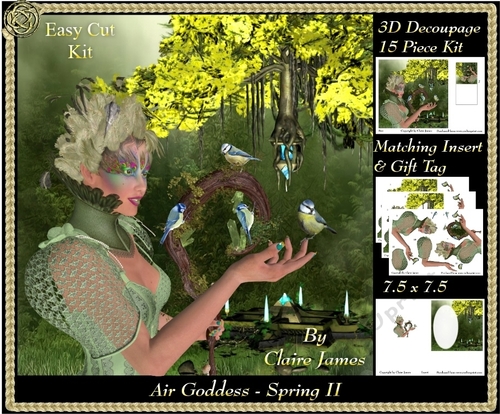 The Air Goddess - Seasons - Spring 3D Decoupage 2 + Insert & Tag