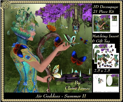 The Air Goddess - Seasons - Summer 3D Decoupage 2 + Insert & Tag