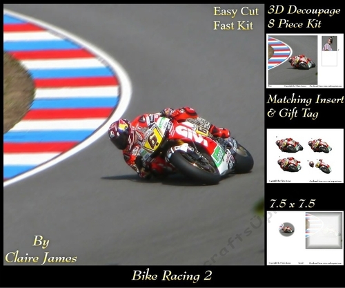 Sport - Bike Racing 2 - 3D Decoupage + Insert & Tag