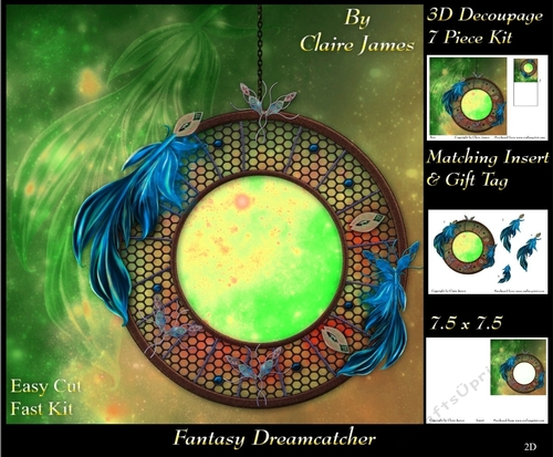 Fantasy Dreamcatcher 2 - 3D Decoupage + Matching Insert & Tag