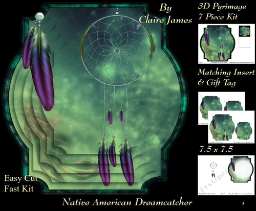 Traditional Native American Dreamcatcher 3 - Pyrimage/Pyramid + Matching Insert & Tag